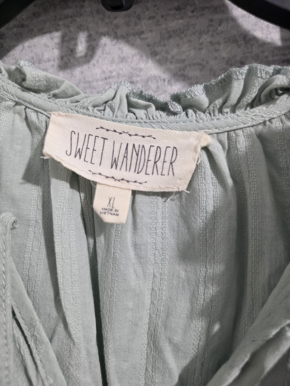 Sweet Wanderer Sage Green Swiss Dot Tiered Dress - Size XL - Picture 4 of 5